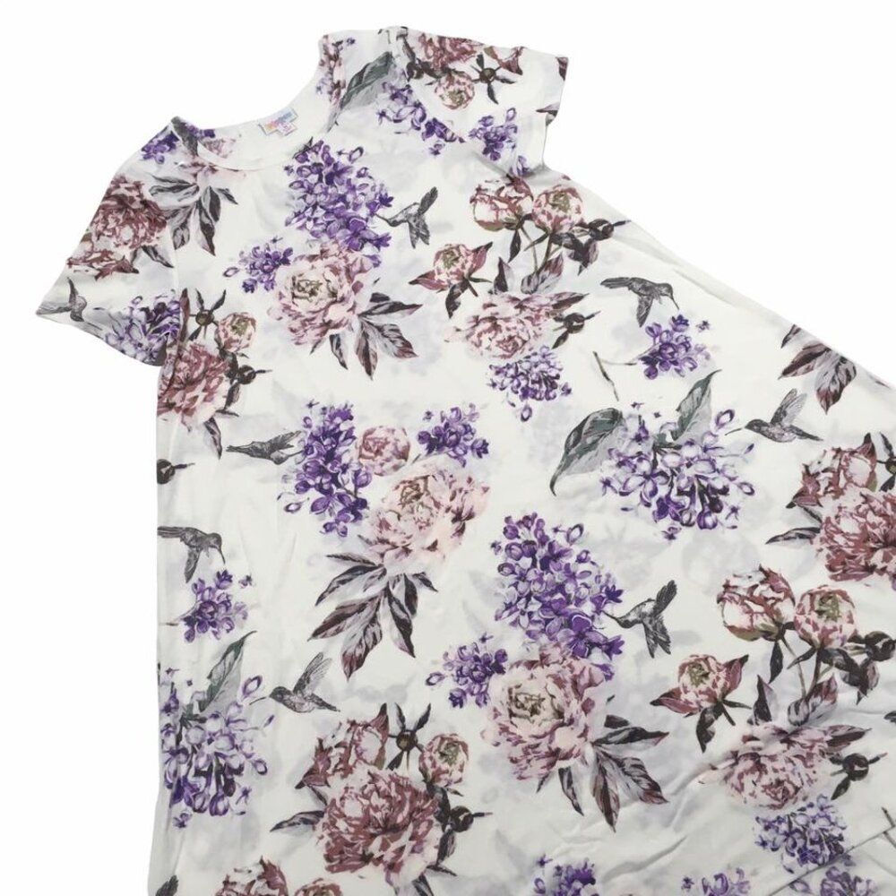 NEW LuLaRoe Carly XL Floral Hummingbird Pink Swing Dress High Low Flowy Short